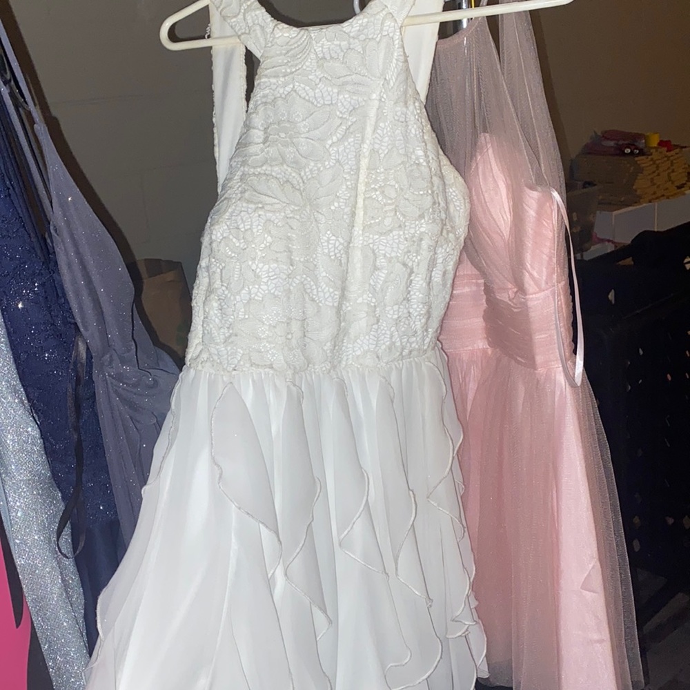 white halter top homecoming dress